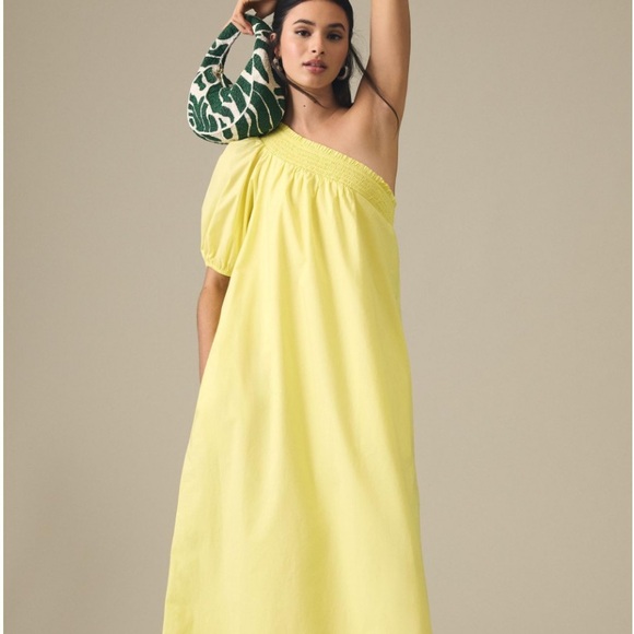 Anthropologie Maeve One shoulder dress yellow 2 X new without tags - Picture 1 of 5